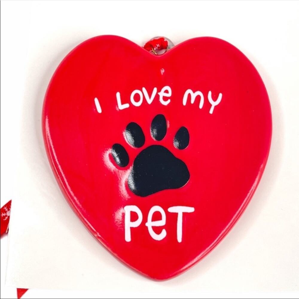 Ceramic Ornament I Love My Pet, Red, White, Black - Picture 2 of 4